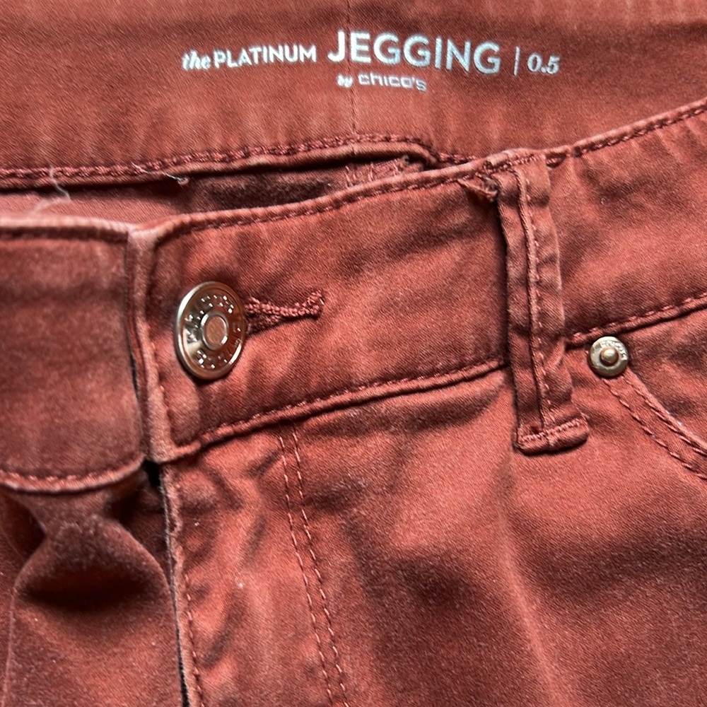 Chico’s Platinum rust colored jeggings, size 6 petite - Picture 3 of 7